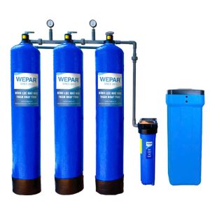 hệ thống lọc tổng đầu nguồn 3 bình composite lọc xử lý nhiễm phèn nhiễm vôi/canxi