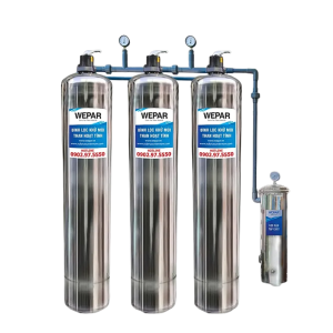 Hệ thống lọc tổng đầu 3 nguồn inox lọc nước xử lý nước nhiễm vôi/canxi