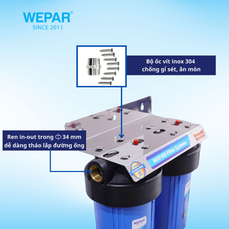 Bộ lọc sinh hoạt tổng đầu nguồn WB210 Wepar